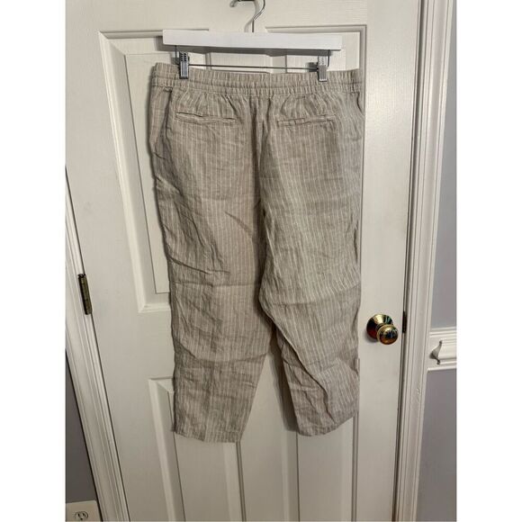 Lands End Natural & White Stripe 100% Linen Beach Pant sz 12P - Picture 4 of 7